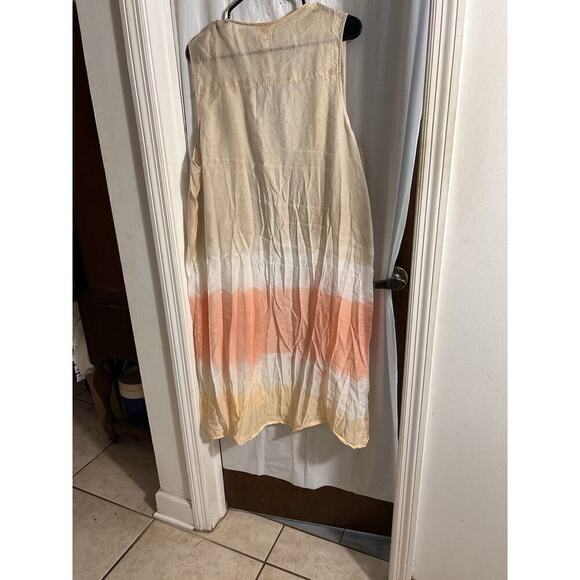 Chicos Tan Pink White Ombré Pleated Long Line Duster Size 3/ Xl - Picture 6 of 7